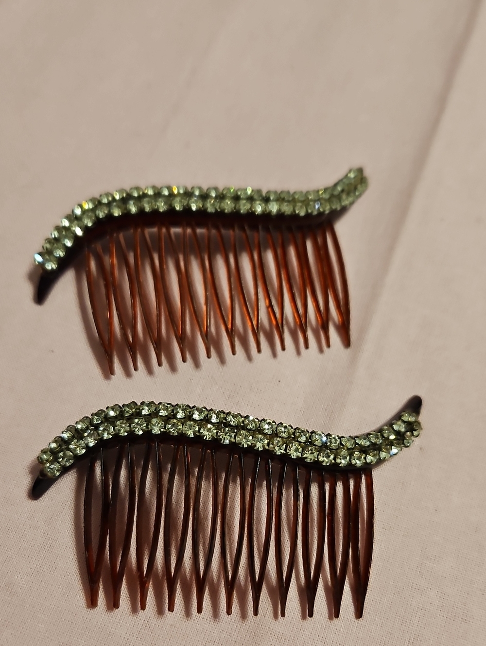 Vintage Faux-tortoiseshell Rhinestone Wave Hair Comb - Clear Crystal Accent